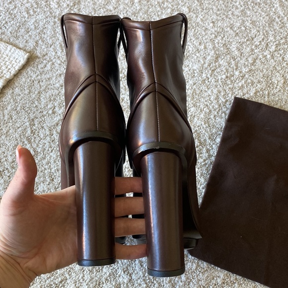 Gucci Lifford Cocoa dark brown leather boots 37.5 7 7.5 GG - Picture 13 of 16